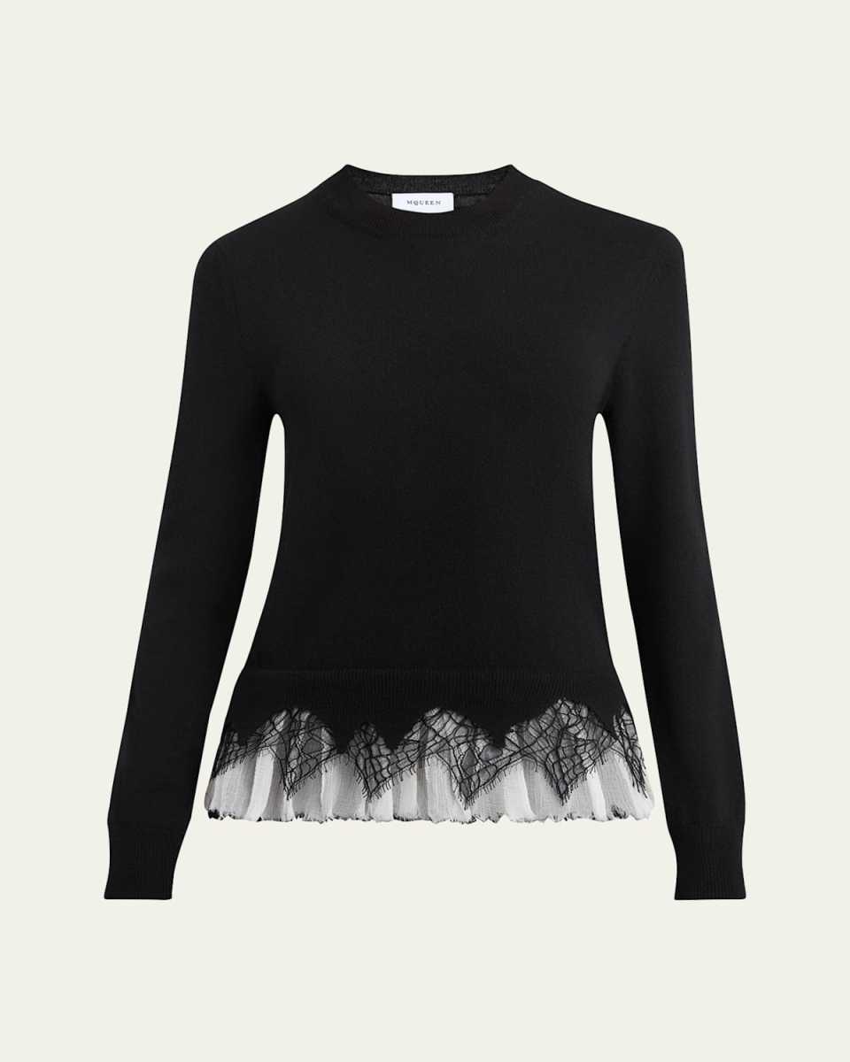 Lace Ruffle Crewneck Sweat